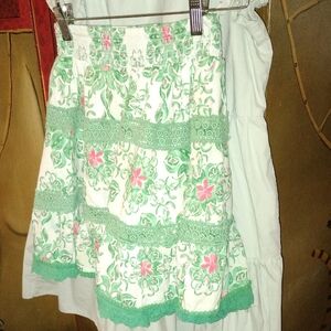 Fun Green and Pink Floral A-Line Skirt
